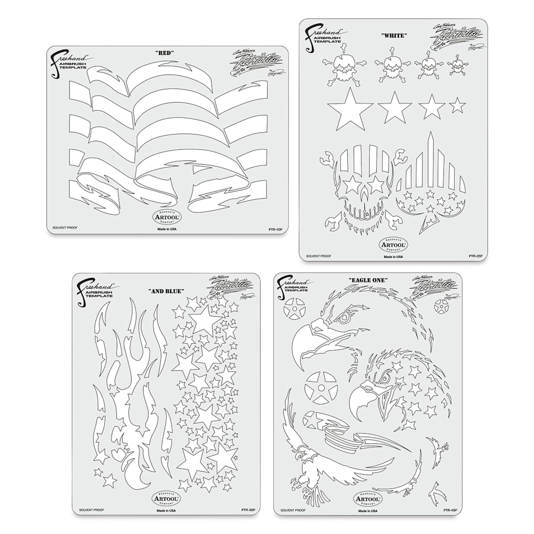 Open in modal - Iwata Artool Freehand Template - Set of 4, Patriotica