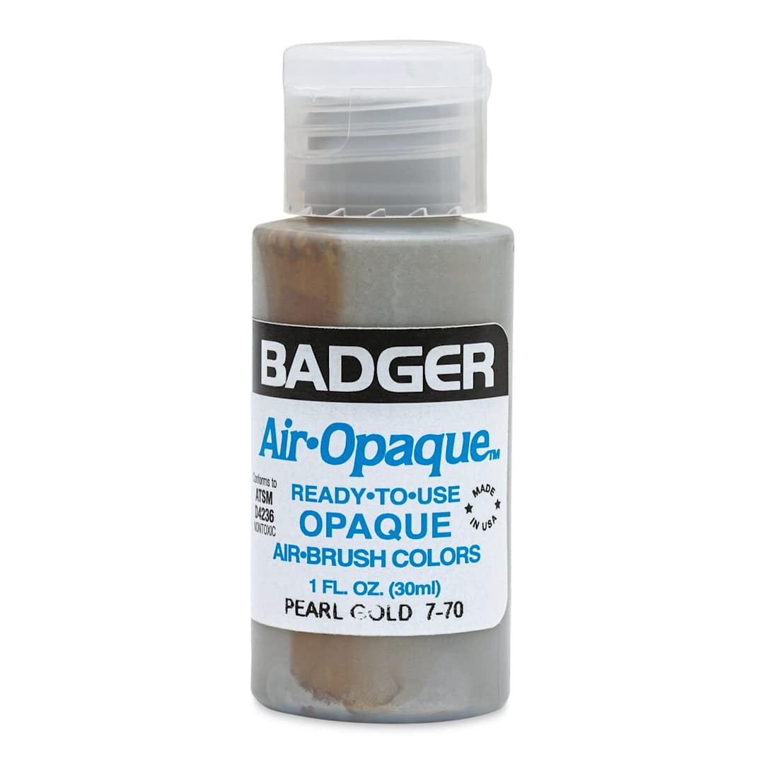 Open in modal - Badger Air-Opaque Airbrush Color - 1 oz, Pearl Gold - front