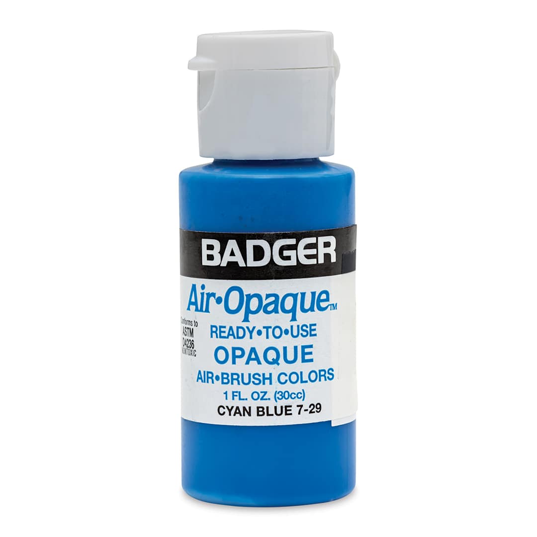 Open in modal - Badger Air-Opaque Airbrush Color - 1 oz, Cyan Blue - front