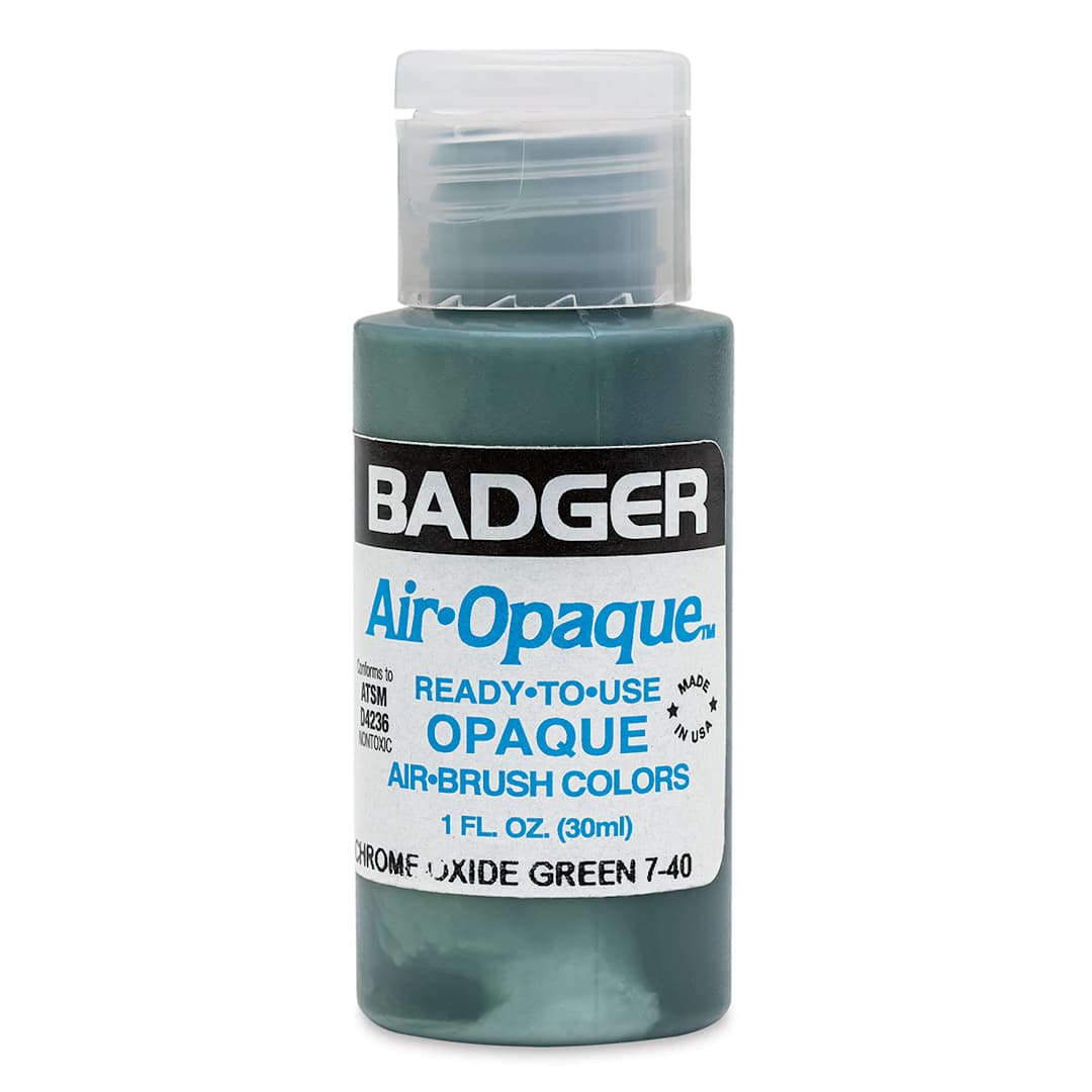 Open in modal - Badger Air-Opaque Airbrush Color - 1 oz, Chromium Oxide Green - front