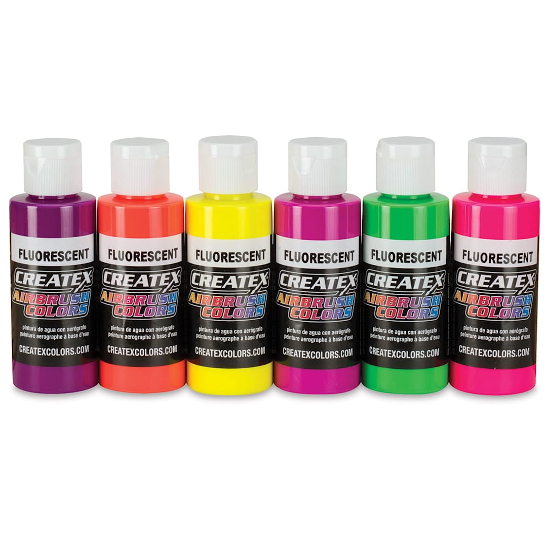 Open in modal - Createx Airbrush Color - 2 oz bottles, Set of 6 Flourescent Colors 
