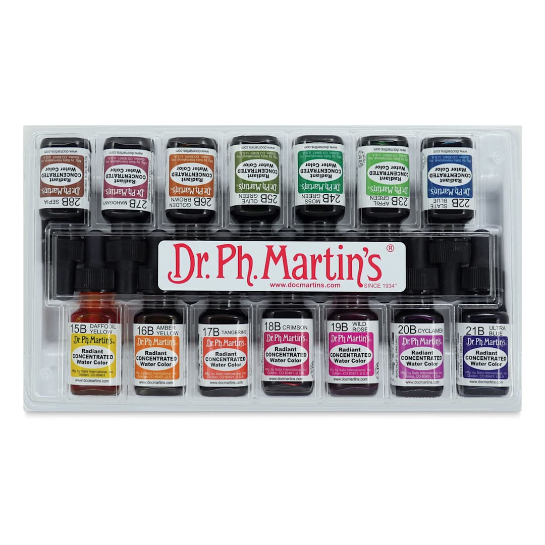 Open in modal - Dr. Ph. Martin's Radiant Concentrated Watercolor Set - 1/2 oz, Set of 14, Assorted, Set B