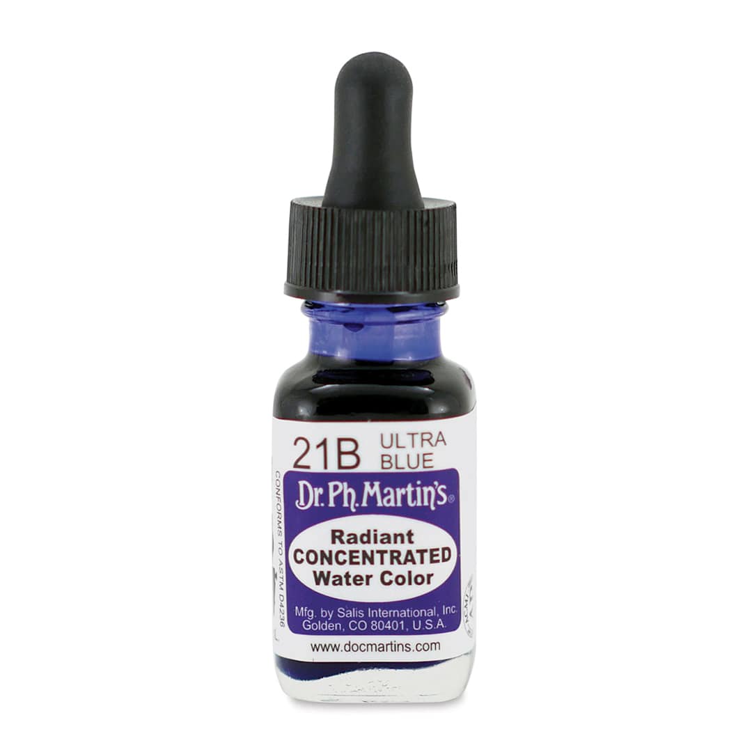 Open in modal - Dr. Ph. Martin's Radiant Concentrated Individual Watercolor - 1/2 oz, Ultra Blue