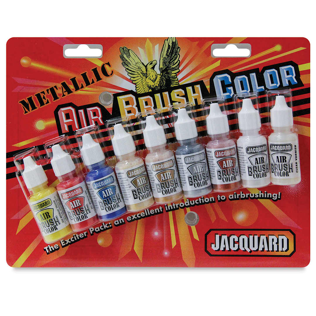 Open in modal - Jacquard Airbrush Paint Sets - Front of package of Metallic Exciter Set