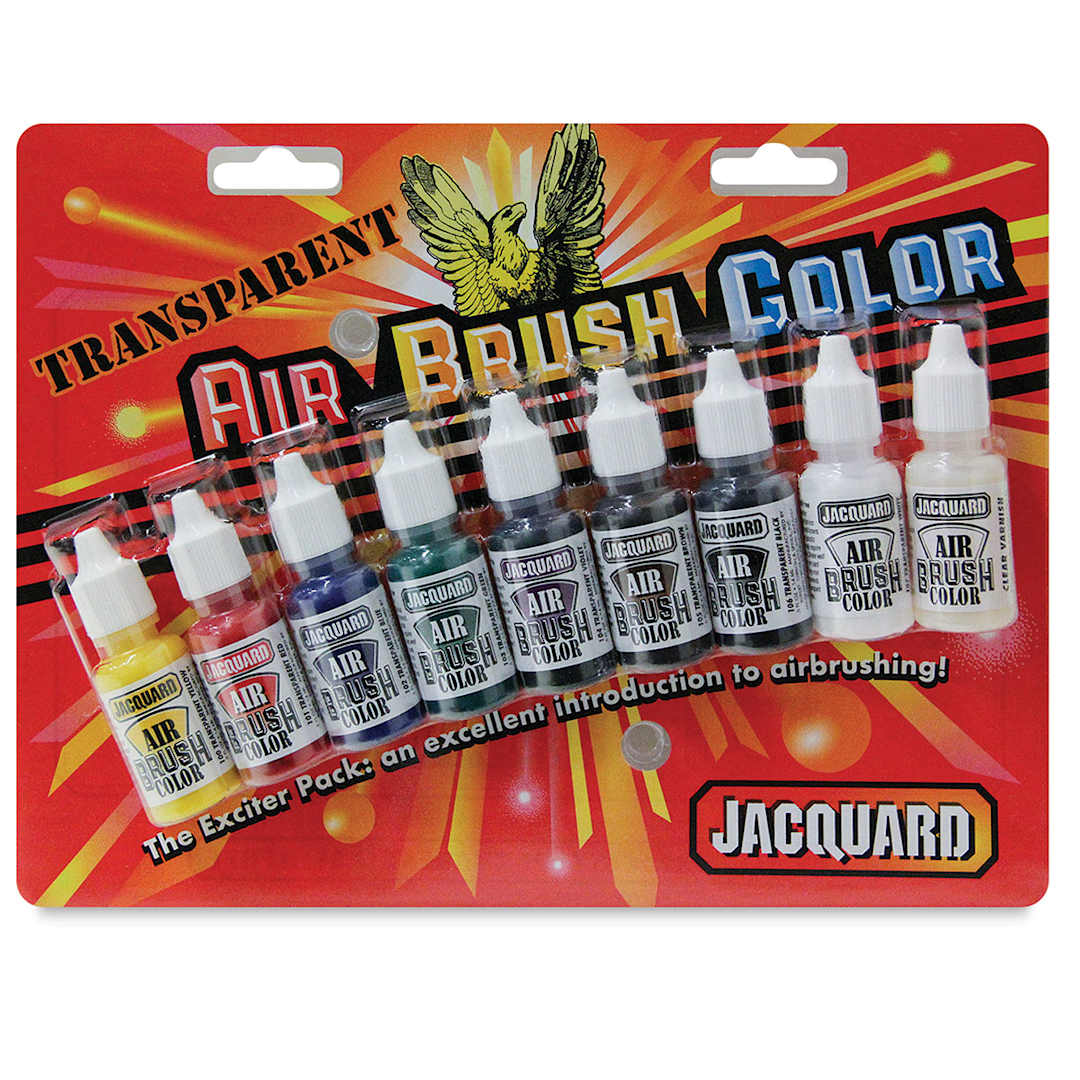 Open in modal - Jacquard Airbrush Paint Sets - Front of package of Transparent Exciter Set
