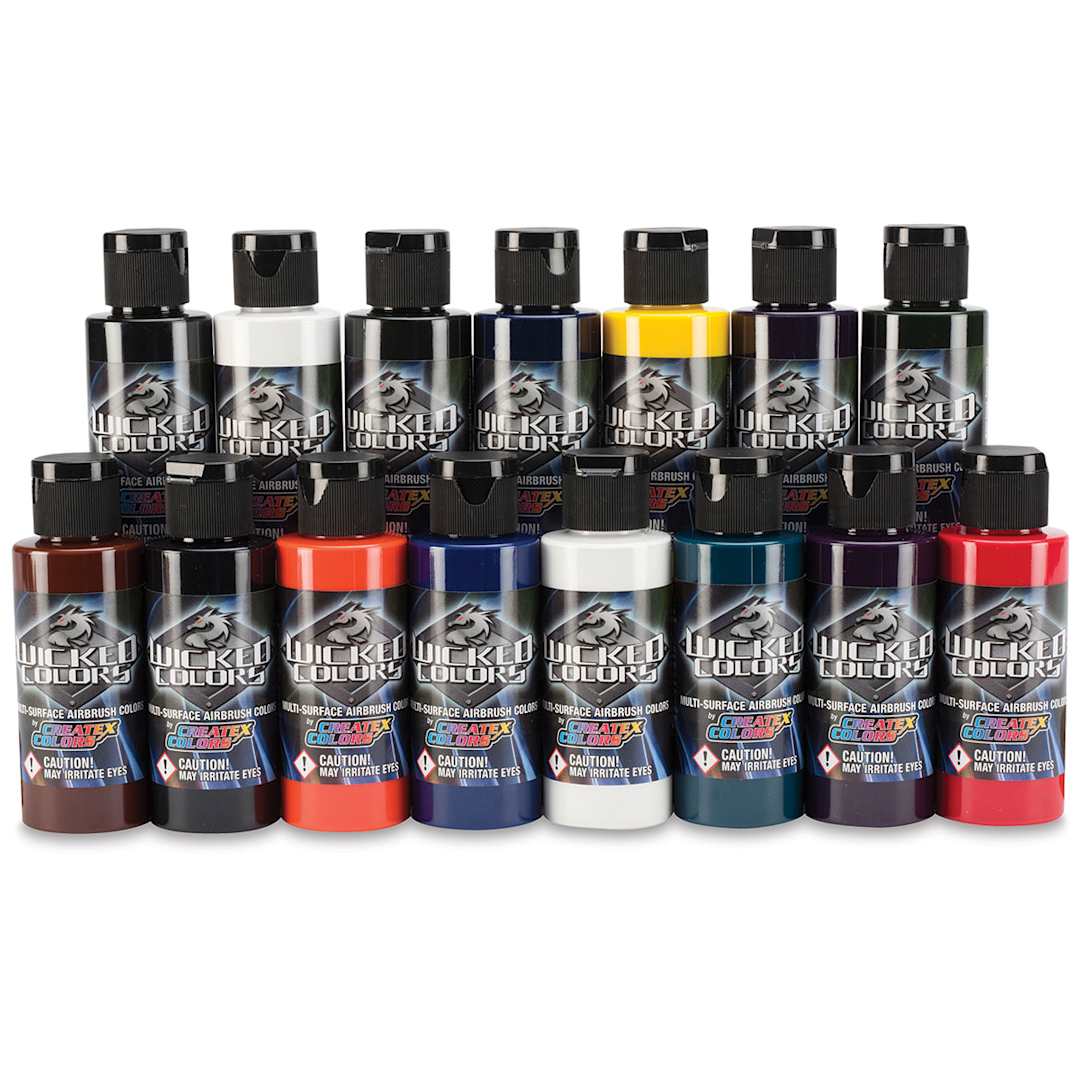 Open in modal - Createx Wicked Colors Airbrush Paint Sets - Component bottles of 17 pc Dru Blair set
