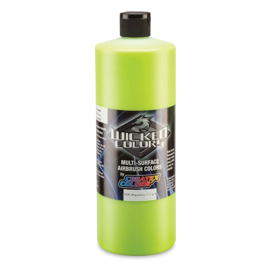 Open in modal - Createx Wicked Colors Airbrush Color - Opaque Limelight Green, 32 oz, Bottle