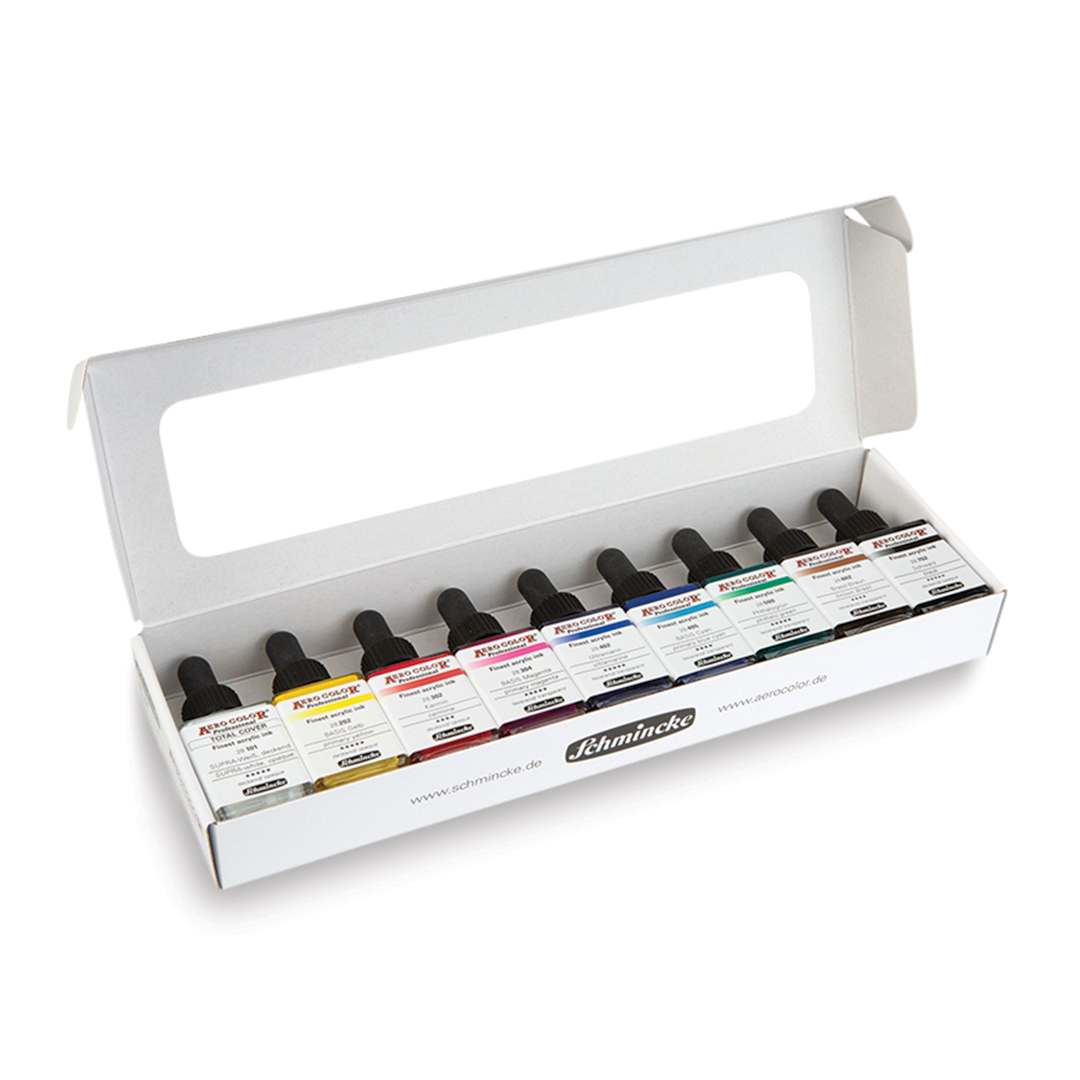 Open in modal - Schmincke Aero Color Professional Airbrush Color - Set of 9, Assorted, 28 ml