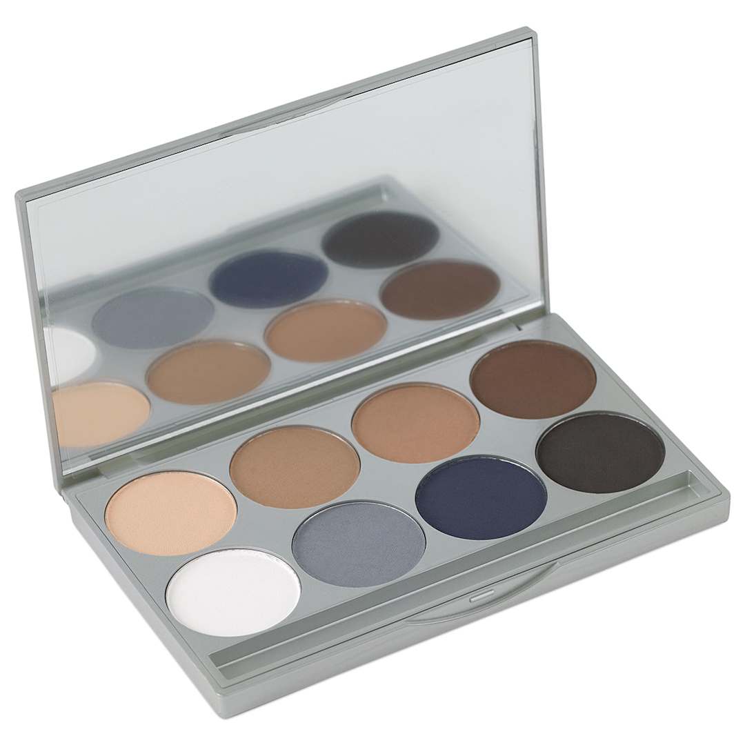 Open in modal - Graftobian HD Matte Eyeshadow Palette - Open showing 8 colors and Mirror Lid

