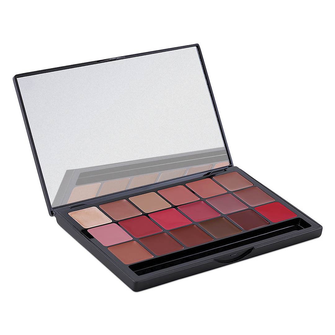 Open in modal - Graftobian Lip Palettes - Front view of open 18 well Super Pro Palette
