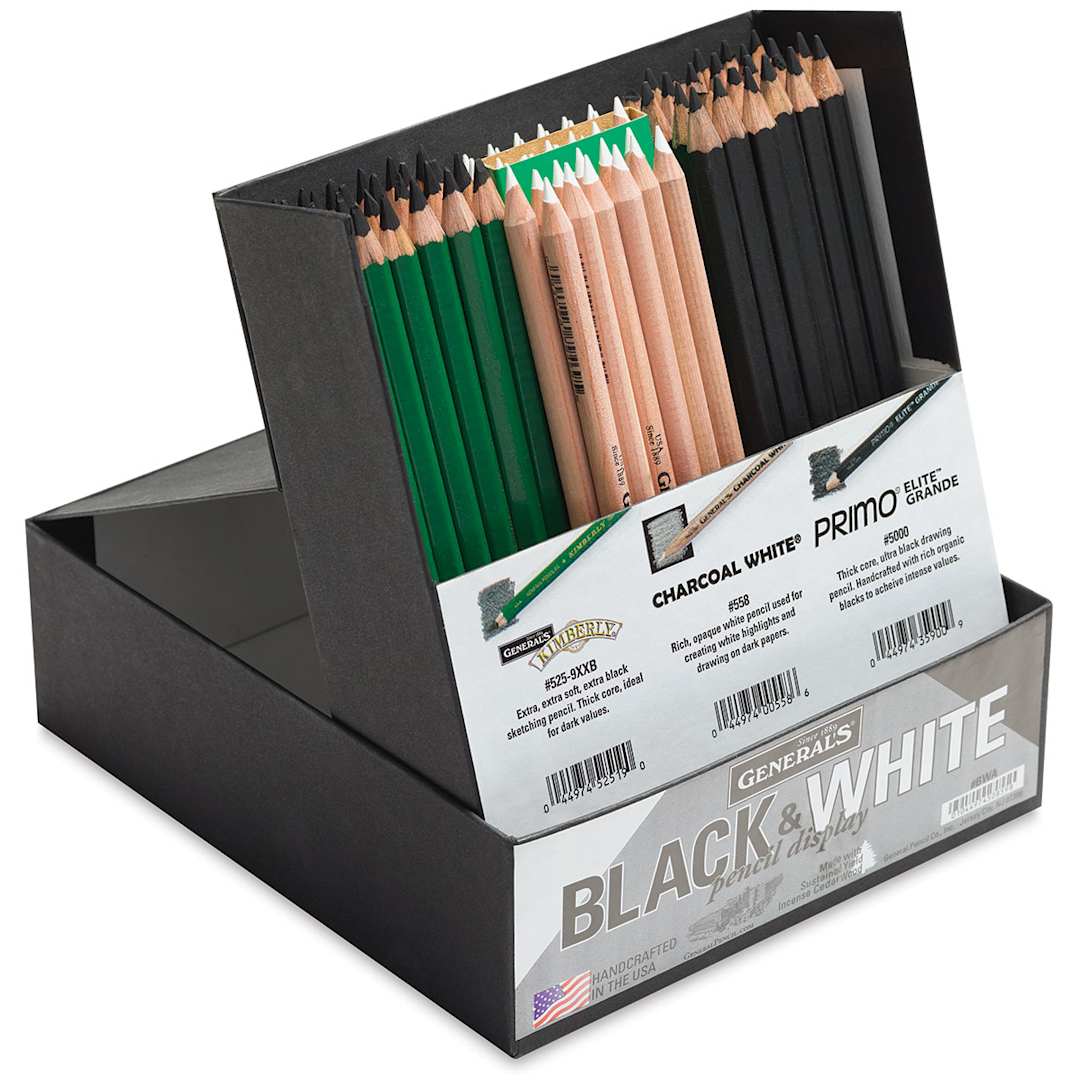Open in modal - General's Black & White Pencil Set - Angled view of open Classroom pack