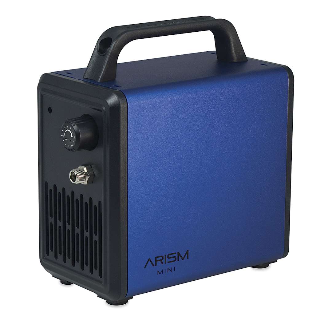 Open in modal - Sparmax Arism Mini Compressor - Angled view of Royal Blue Compressor