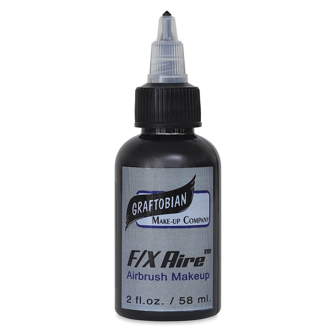 Open in modal - Graftobian F/X Aire Airbrush Face and Body Makeup - Front of 2 oz bottle of Black