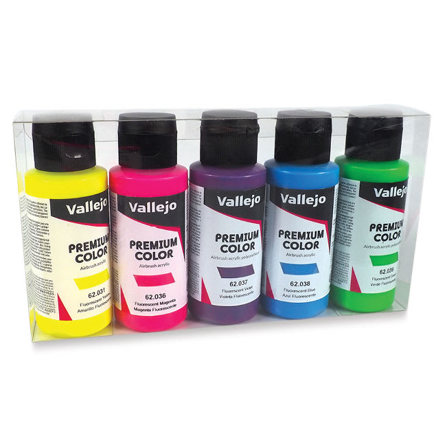 Open in modal - Vallejo Premium Airbrush Colors - 60 ml, Set of 5, Fluorescent Colors