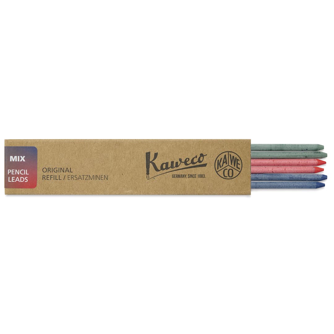 Open in modal - Kaweco Clutch Pencil All Purpose Lead Refills - Assorted, 3.2 mm, Pkg of 6, leads shown out of pac