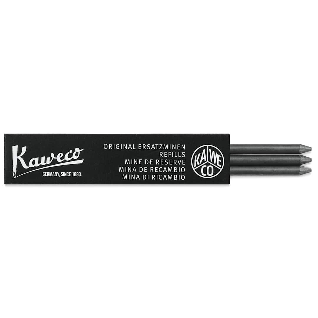 Open in modal - Kaweco Clutch Pencil Graphite Lead Refills - 5.6 mm, 5B, Pkg of 3, leads coming out of the packaging