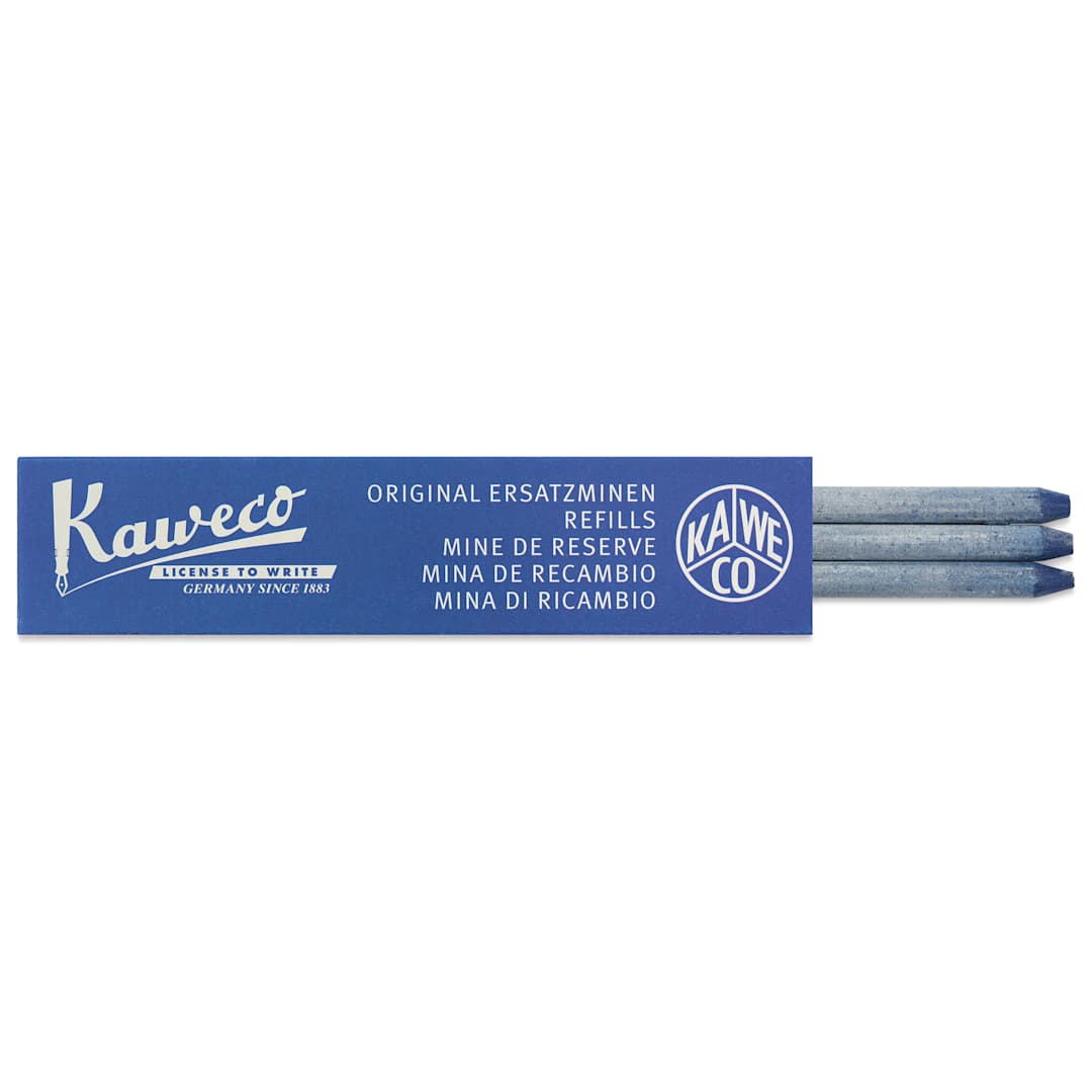Open in modal - Kaweco Clutch Pencil All Purpose Lead Refills - Blue, 5.6 mm, Pkg of 3, leads shown out of pack
