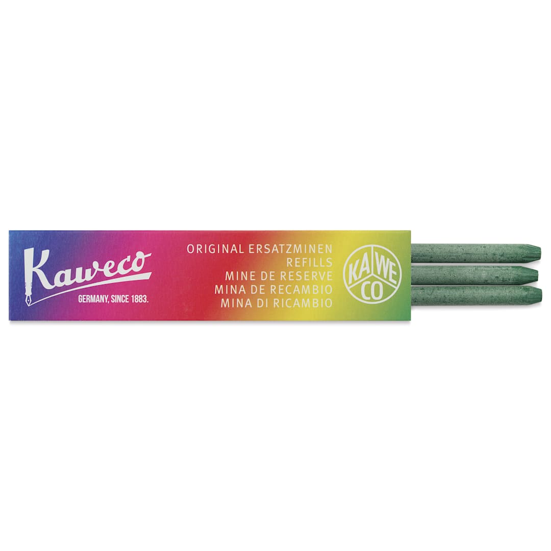 Open in modal - Kaweco Clutch Pencil All Purpose Lead Refills - Green, 5.6 mm, Pkg of 3, leads shown out of pack