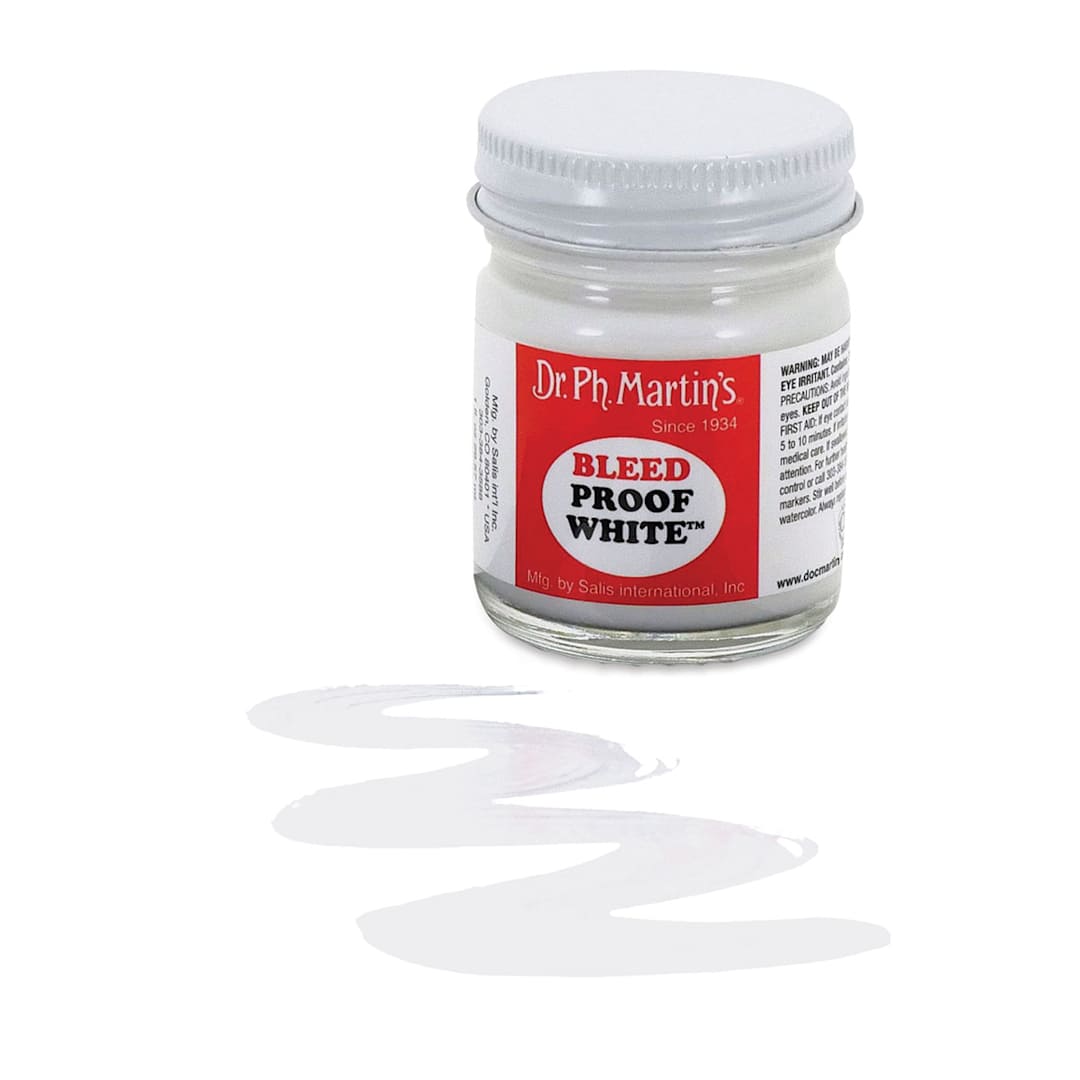 Open in modal - Dr. Ph. Martin's Bleedproof White - Front of 1 oz Jar shown with swath of color in front