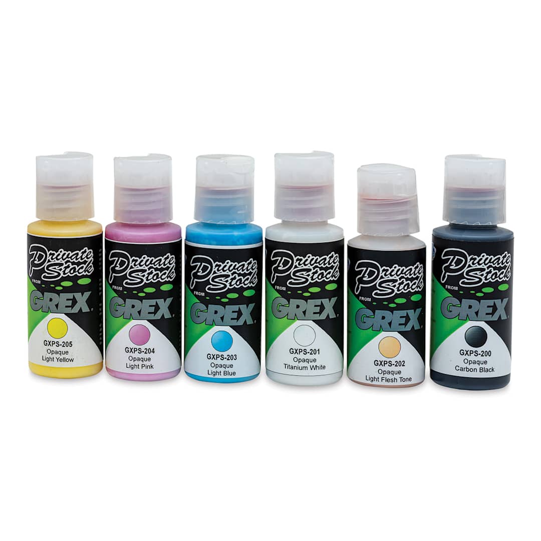 Open in modal - Grex Private Stock Airbrush Base Modifier - Opaque Colors, Set of 6, 1 oz