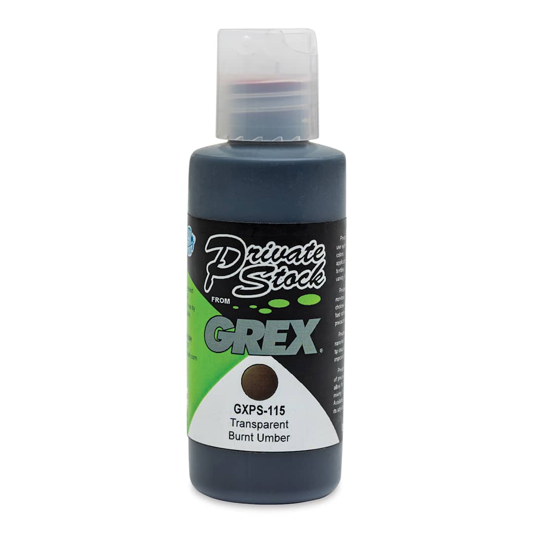 Open in modal - Grex Private Stock Airbrush Color - Transparent Burnt Umber, 2 oz