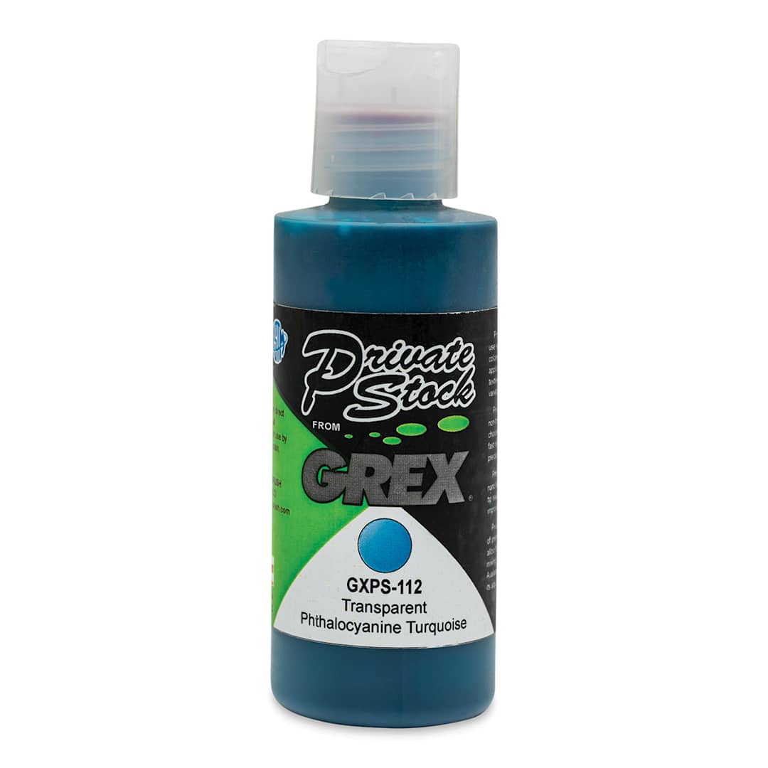 Open in modal - Grex Private Stock Airbrush Color - Transparent Phthalocyanine Turquoise, 2 oz