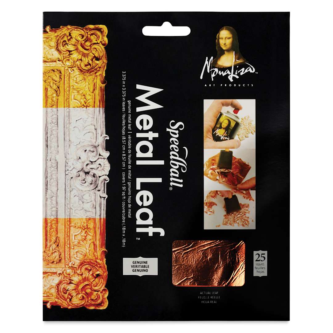 Open in modal - Mona Lisa Genuine Copper Leaf - 3.375" x 3.375", 25 Sheets front of packaging