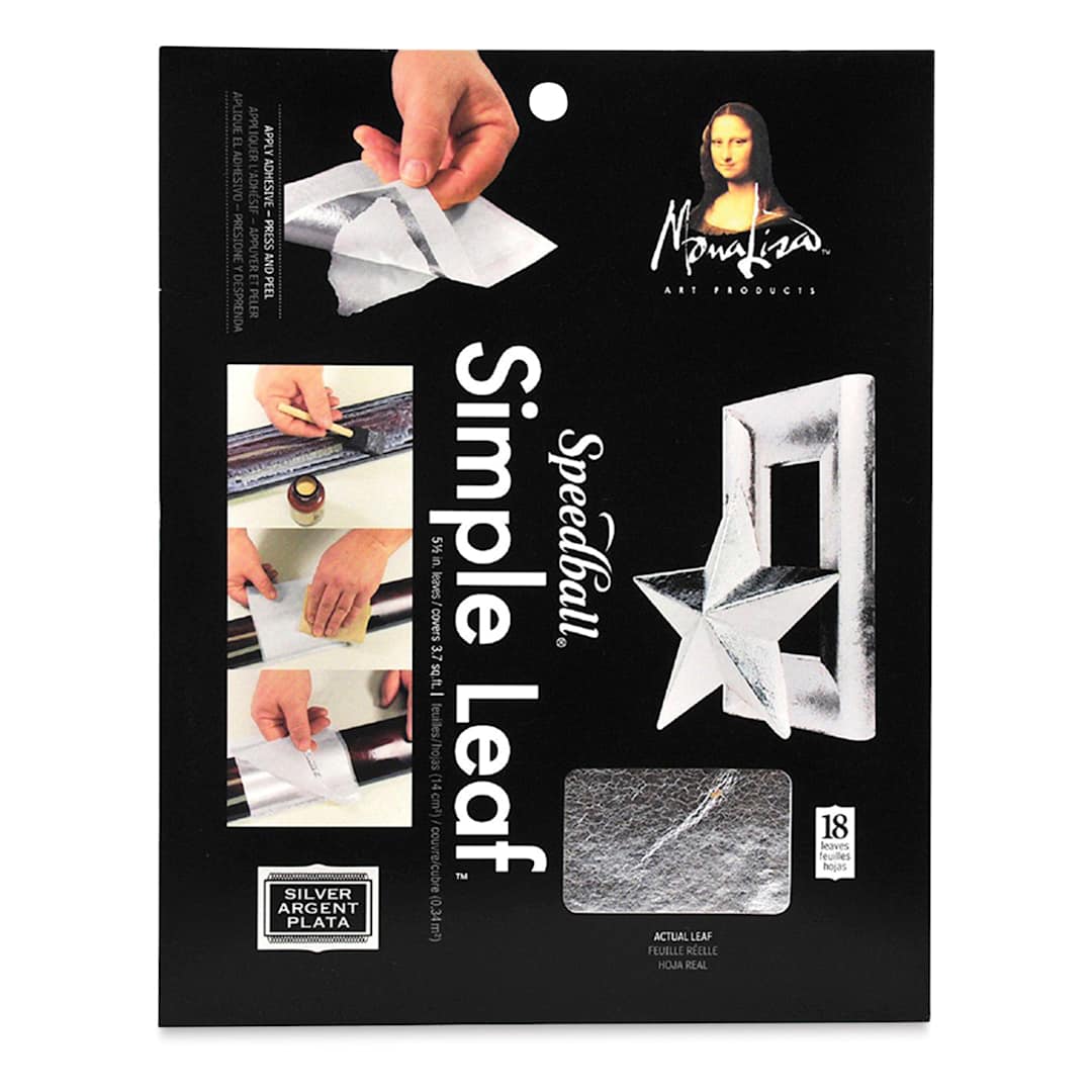 Open in modal - Mona Lisa Simple Leaf - 5.5" x 5.5", 18 Sheets, Silver front of packaging