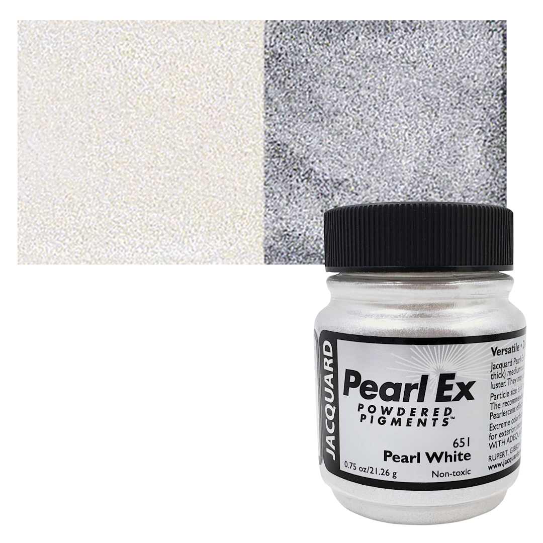Open in modal - Jacquard Pearl-Ex Pigment - 0.75 oz, Pearl White jar and swatch