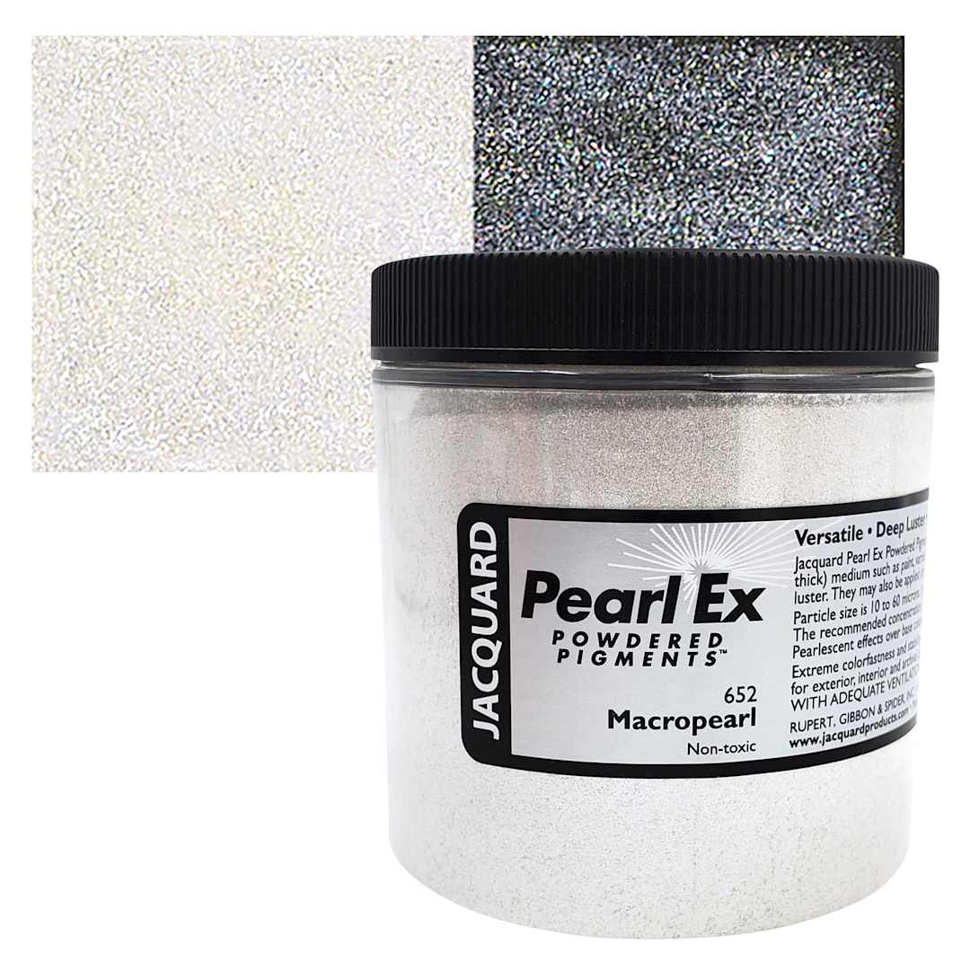 Open in modal - Jacquard Pearl-Ex Pigment - 4 oz, Macropearl, Jar and swatch