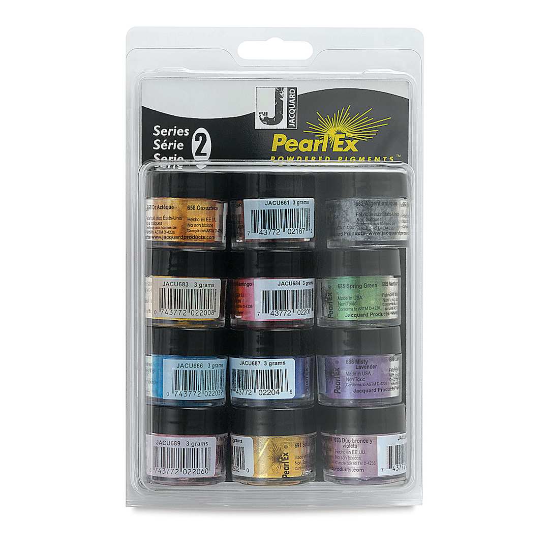 Open in modal - Jacquard Pearl-Ex Pigments - Series II, Set of 12 (shown in package)