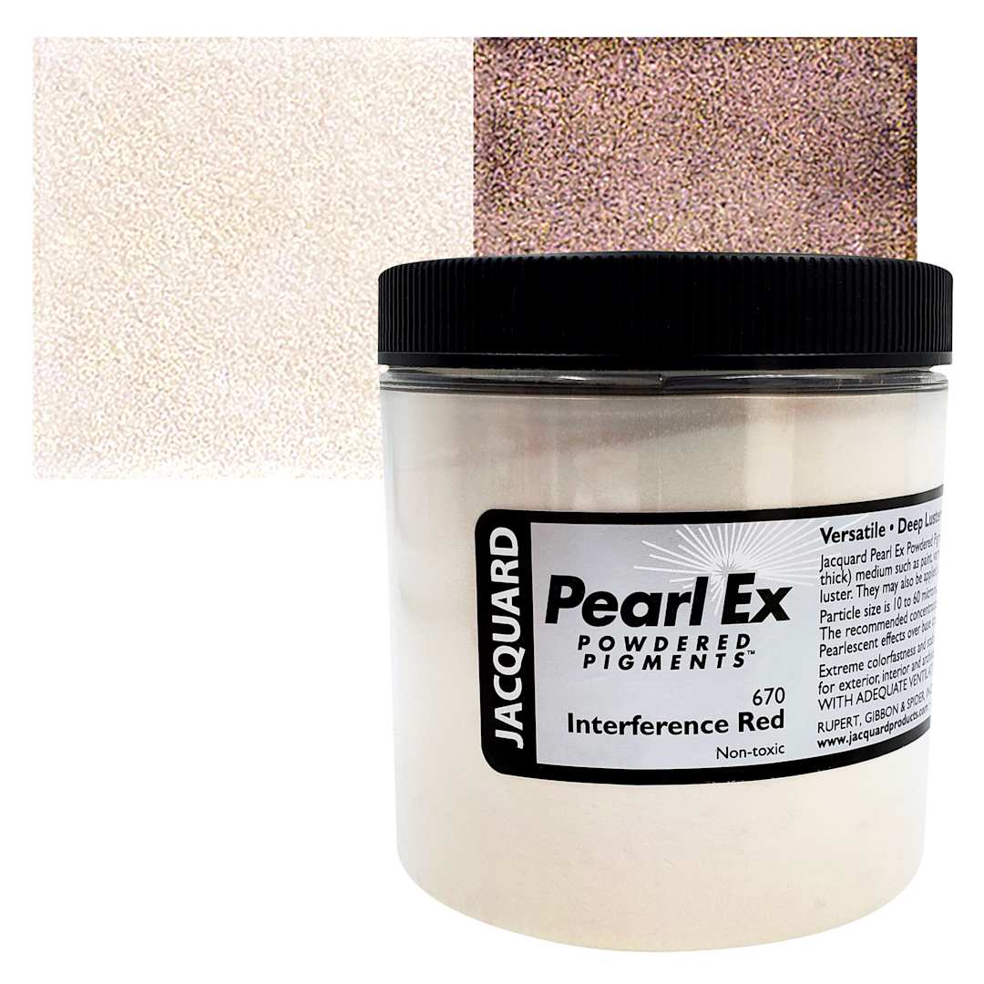 Open in modal - Jacquard Pearl-Ex Pigment - 4 oz, Interference Red, Jar and swatch