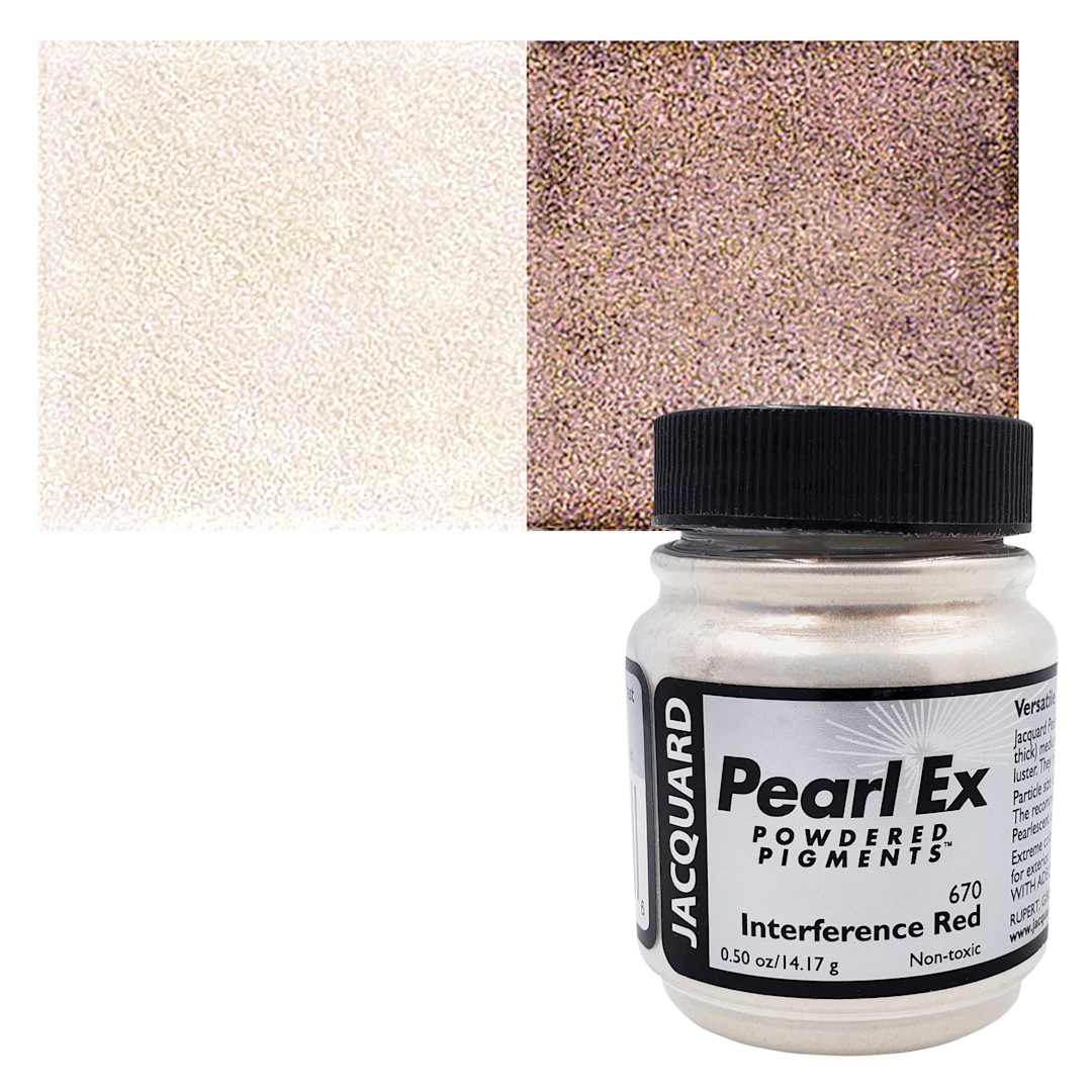Open in modal - Jacquard Pearl-Ex Pigment - 0.50 oz, Interference Red jar and swatch