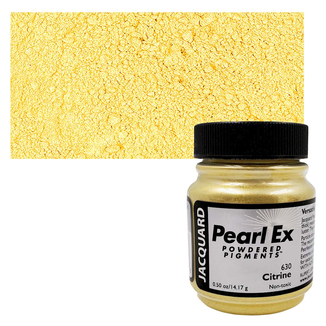 Open in modal - Jacquard Pearl-Ex Pigment - 0.50 oz, Citrine jar and swatch