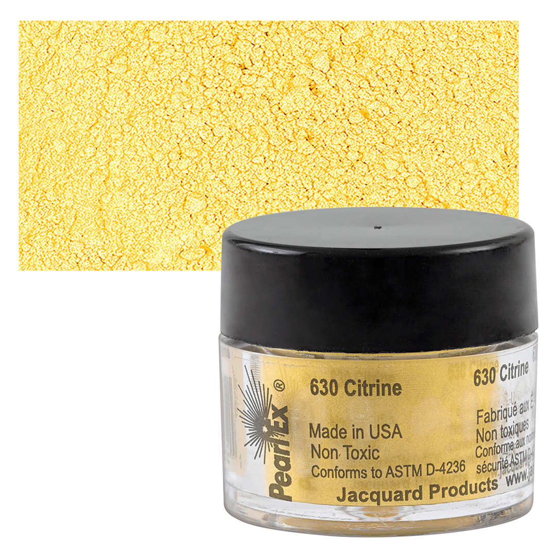 Open in modal - Jacquard Pearl-Ex Pigment - 0.1 oz, Citrine jar and swatch