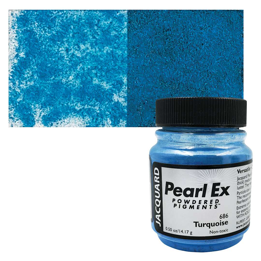 Open in modal - Jacquard Pearl-Ex Pigment - 0.5 oz, Turquoise jar and swatch