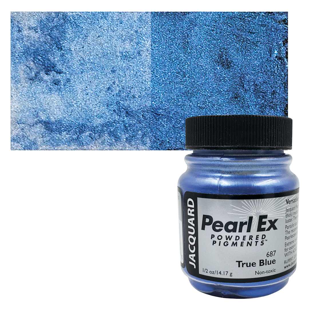 Open in modal - Jacquard Pearl-Ex Pigment - 0.5 oz, True Blue jar and swatch