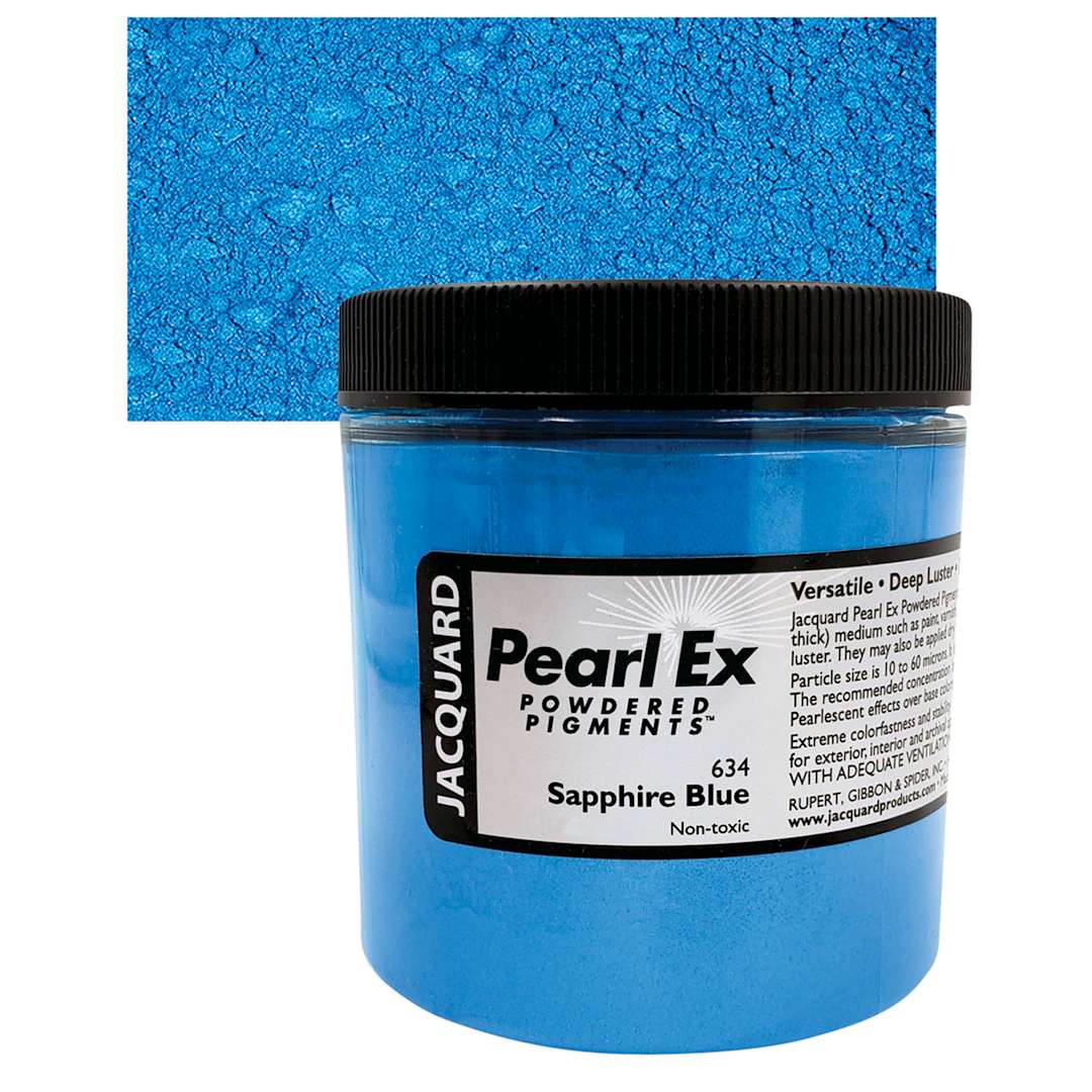 Open in modal - Jacquard Pearl-Ex Pigment - 0.1 oz, Sapphire Blue jar and swatch