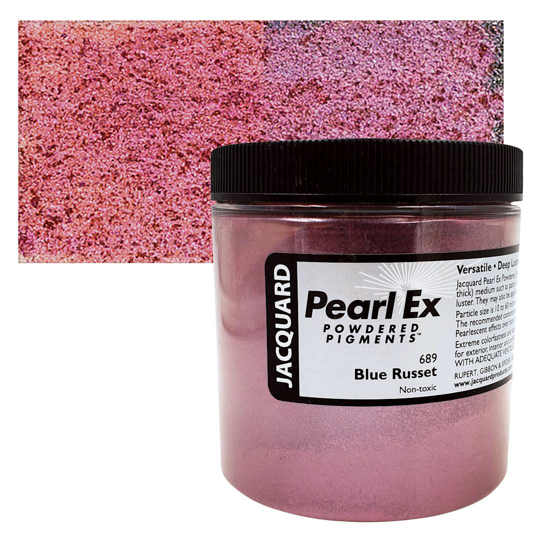 Open in modal - Jacquard Pearl-Ex Pigment - 4 oz, Blue Russet, Jar and swatch