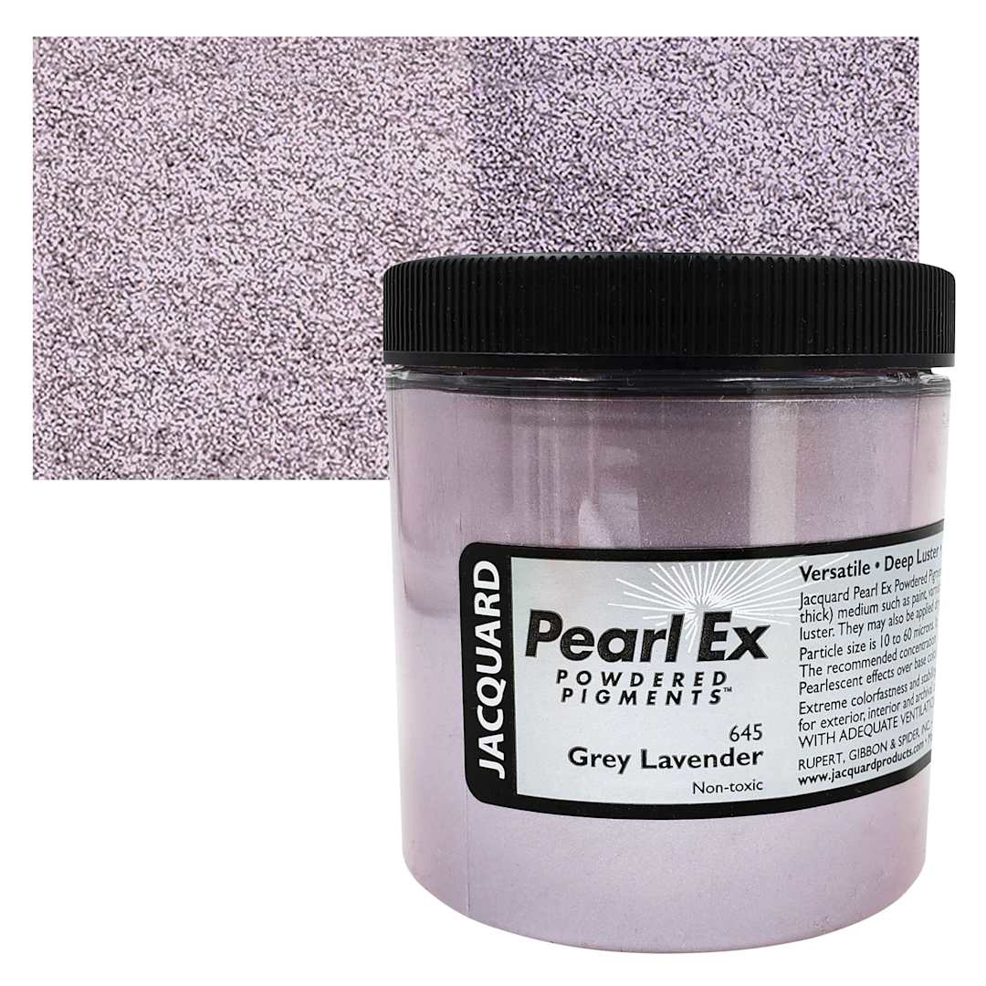 Open in modal - Jacquard Pearl-Ex Pigment - 4 oz, Grey Lavender, Jar and swatch