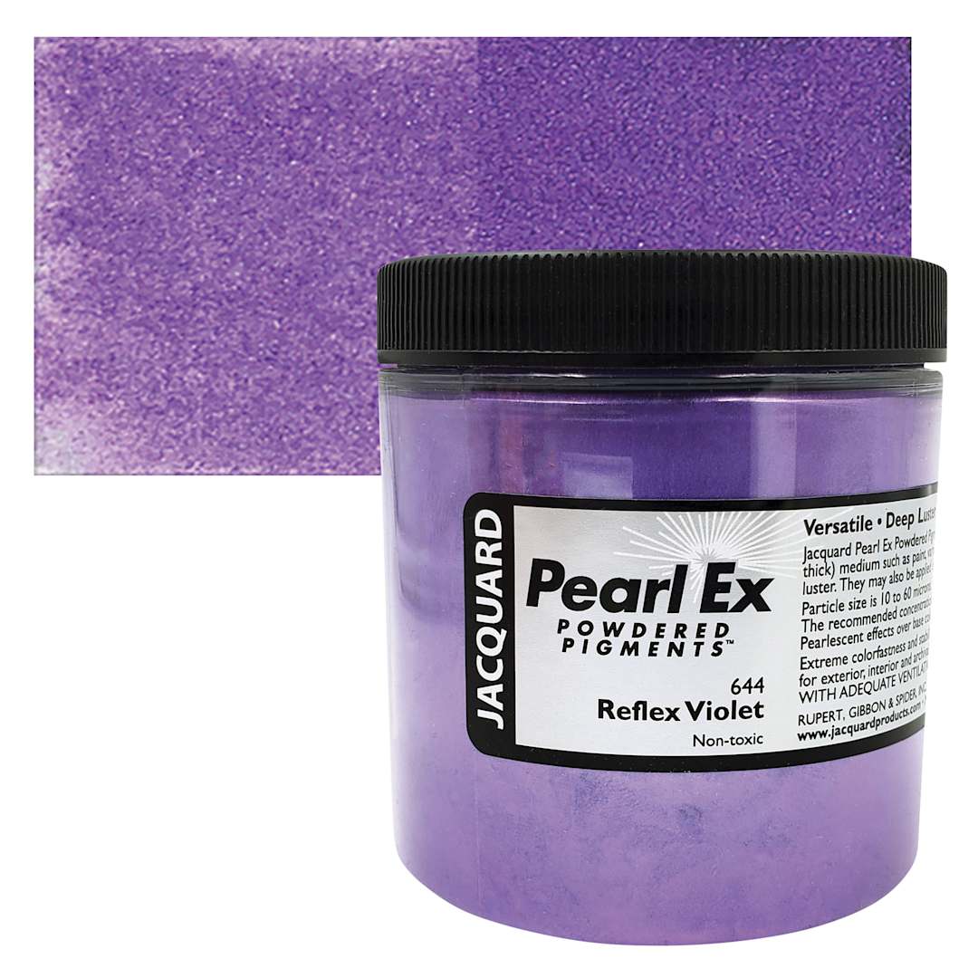 Open in modal - Jacquard Pearl-Ex Pigment - 4 oz, Reflex Violet, Jar and swatch