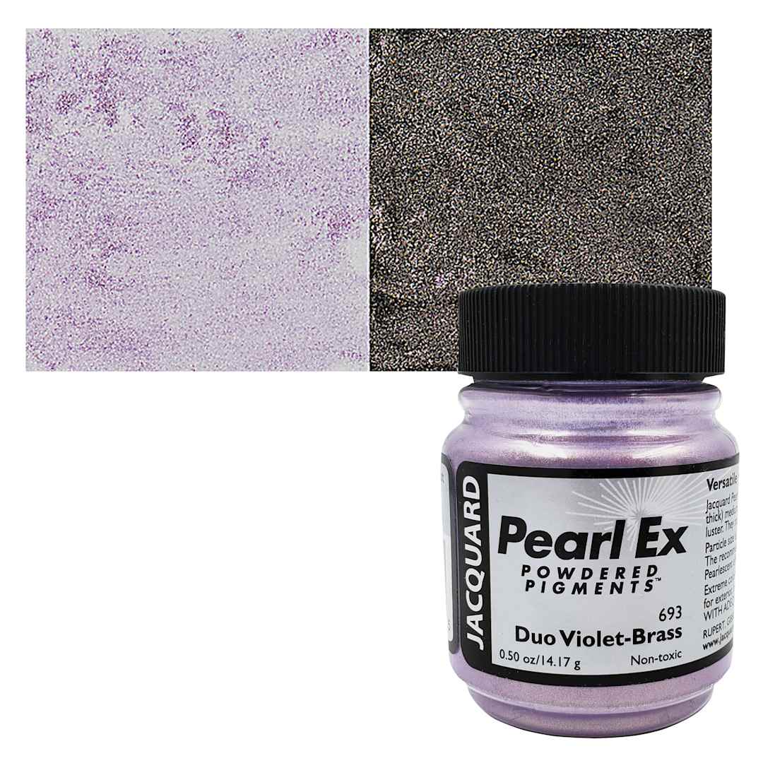 Open in modal - Jacquard Pearl-Ex Pigment - 0.5 oz, Duo Violet-Brass jar and swatch