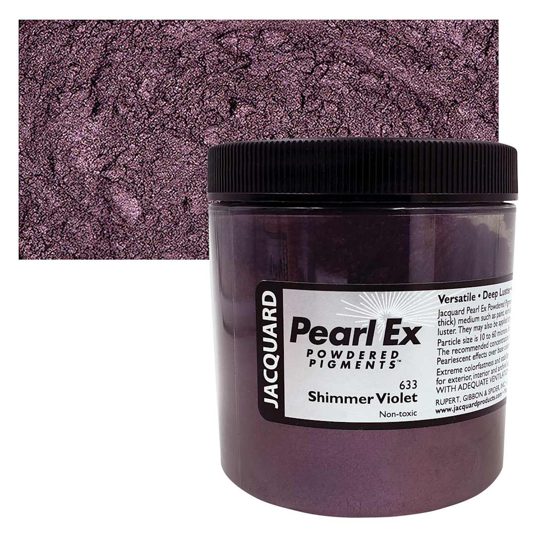 Open in modal - Jacquard Pearl-Ex Pigment - 4 oz, Shimmer Violet, Jar and swatch