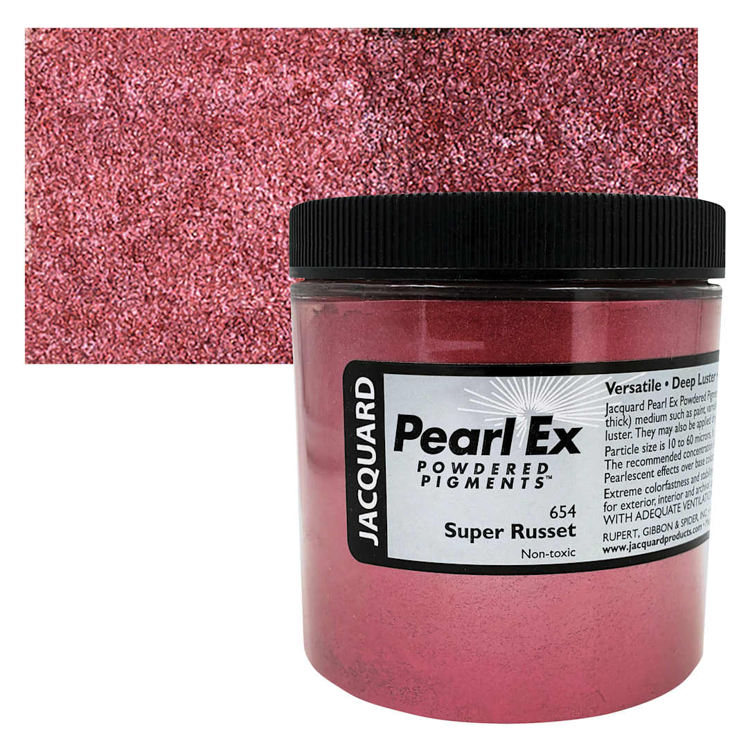 Open in modal - Jacquard Pearl-Ex Pigment - 4 oz, Super Russet, Jar and swatch