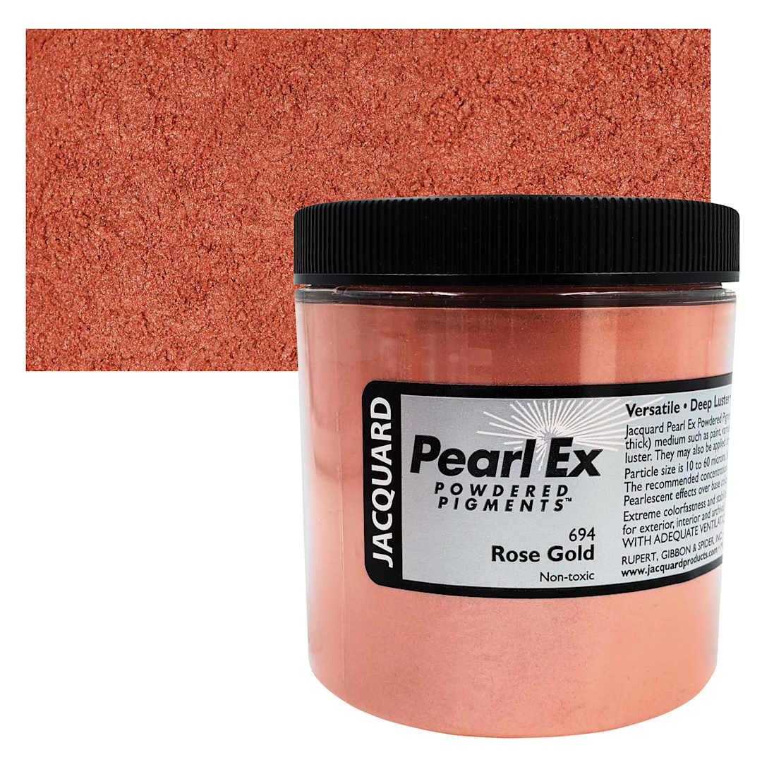 Open in modal - Jacquard Pearl-Ex Pigment - 4 oz, Rose Gold, Jar and swatch