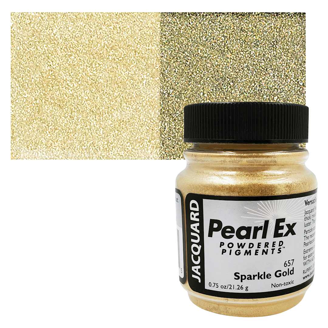 Open in modal - Jacquard Pearl-Ex Pigment - 0.75 oz, Sparkle Gold jar and swatch