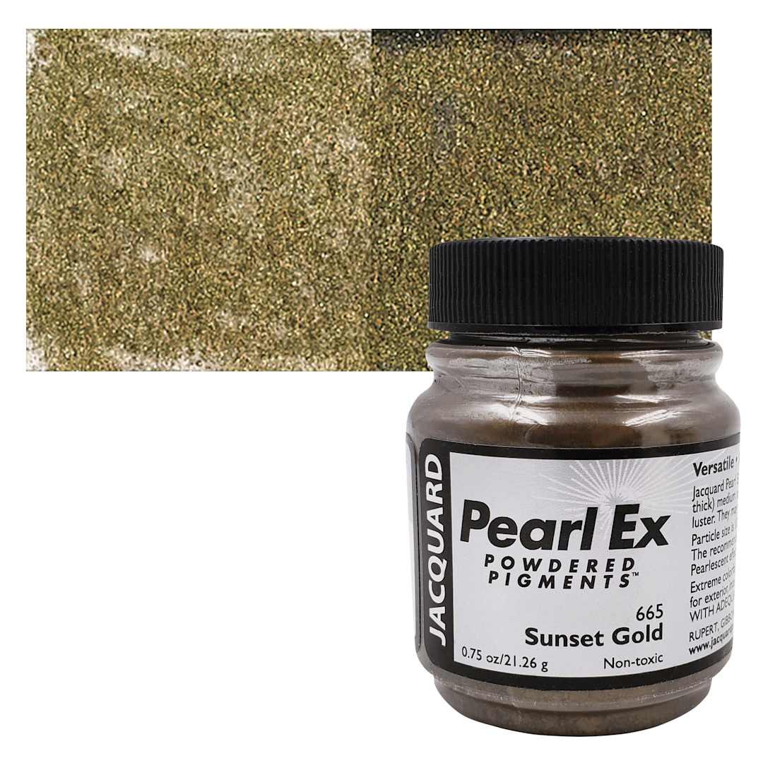Open in modal - Jacquard Pearl-Ex Pigment - 0.75 oz, Sunset Gold jar and swatch