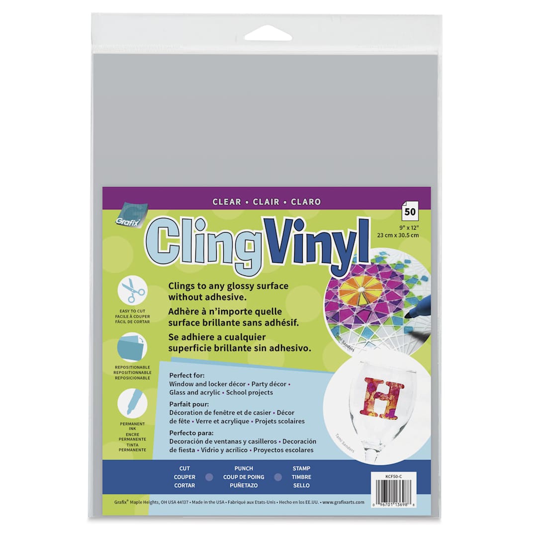 Open in modal - Grafix Vinyl Cling Film - Clear, Pkg of 50