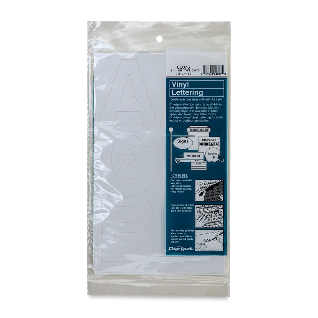 Open in modal - Chartpak Vinyl Letters - 3" Capital Letters, White - front