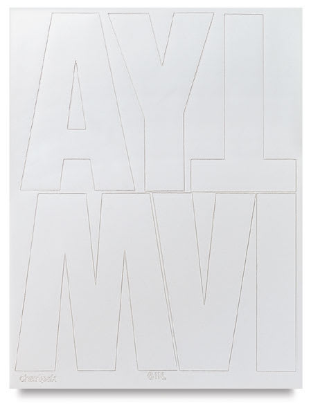 Open in modal - Chartpak Vinyl Letters - Top view of sheet of largest size 6 inch White letters